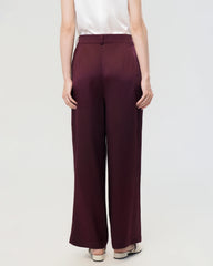 30 Momme Silk Pleated Straight Leg Trousers