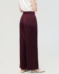 30 Momme Silk Pleated Straight Leg Trousers