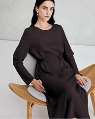 30 Momme Luxury Silk Long Sleeve Midi Dress