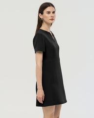 40 Momme Silk A Line Short Sleeve Dress
