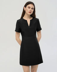 40 Momme Silk A Line Short Sleeve Dress