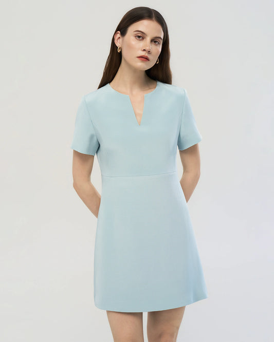 40 Momme Silk A Line Short Sleeve Dress