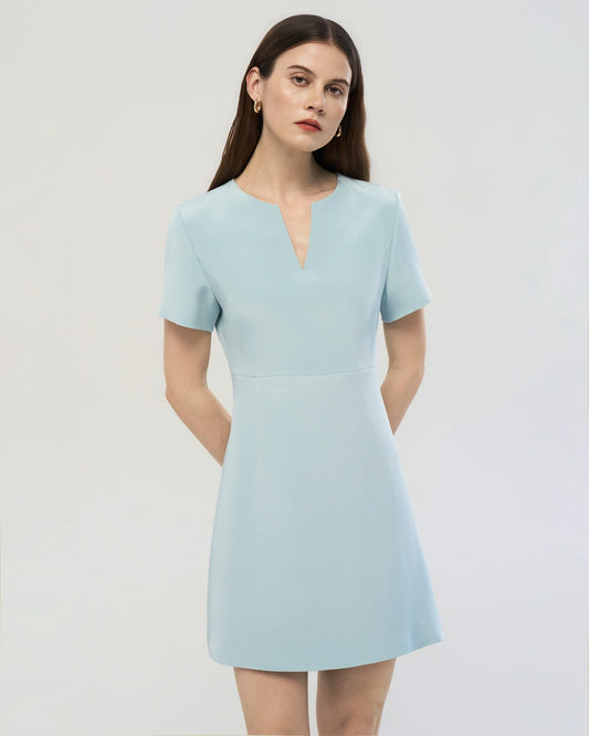 40 Momme Silk A Line Short Sleeve Dress