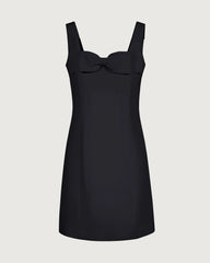 40 Momme Silk Bow Neck Mini Dress