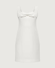 40 Momme Silk Bow Neck Mini Dress