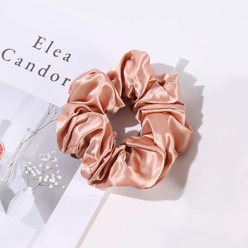 5CM Large Silk Hair Scrunchies, Caramel