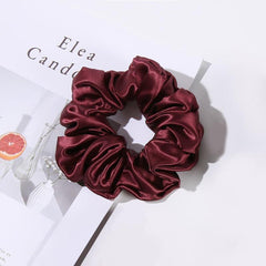 5CM Large Silk Hair Scrunchies, Wine Red