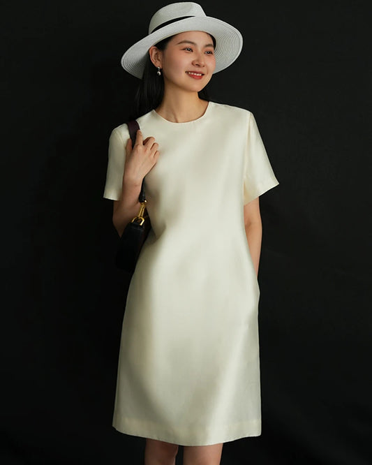 37 Momme Silk and Wool Midi Dress