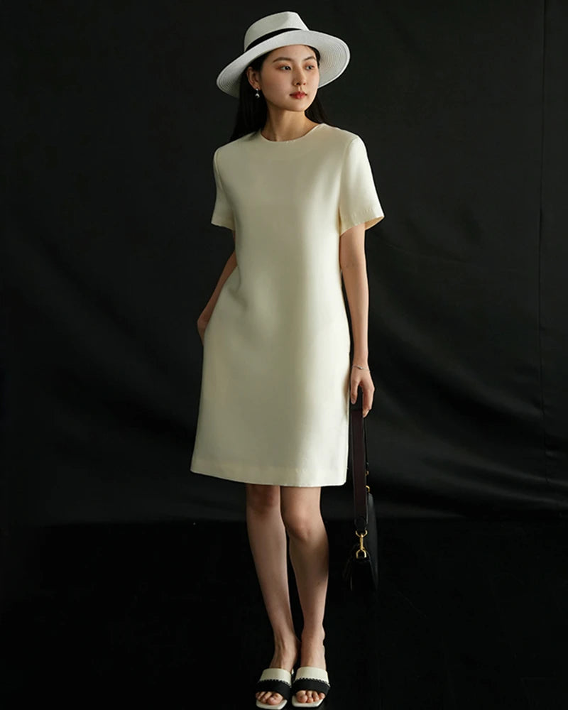 37 Momme Silk and Wool Midi Dress - DAISYSILK UK