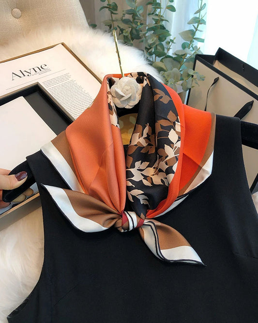 Leaf Shadow Geometric Silk Scarf