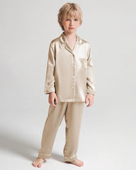 Boys Long Sleeve Silk Pajamas Set
