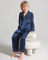 Boys Long Sleeve Silk Pajamas Set
