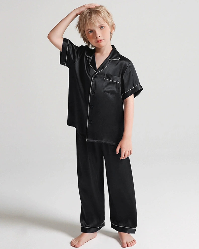 Boys Short Sleeve Silk Pajamas Set - DAISYSILK UK