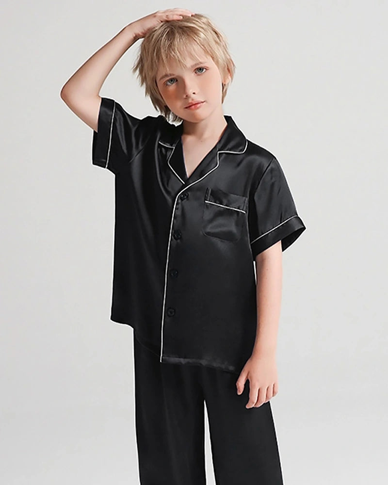 Boys Short Sleeve Silk Pajamas Set - DAISYSILK UK
