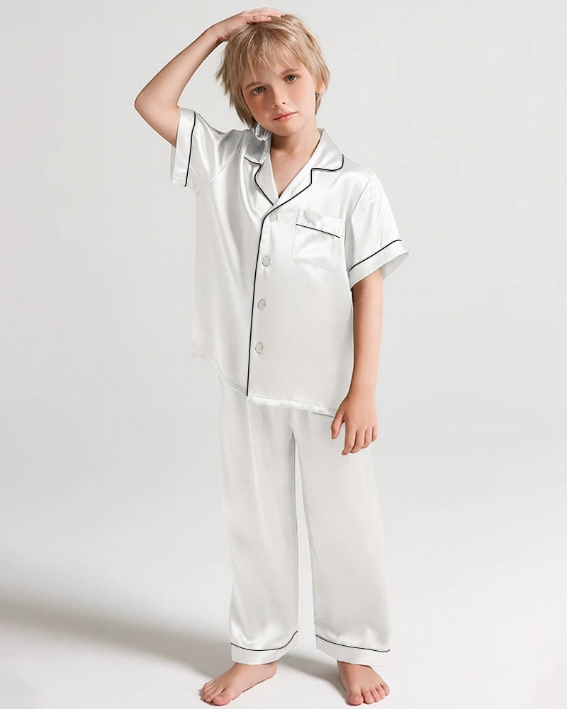 Boys Short Sleeve Silk Pajamas Set - DAISYSILK UK