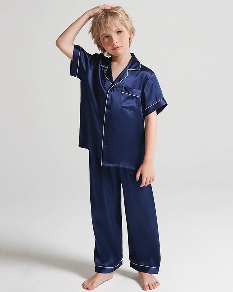 Boys Short Sleeve Silk Pajamas Set - DAISYSILK UK