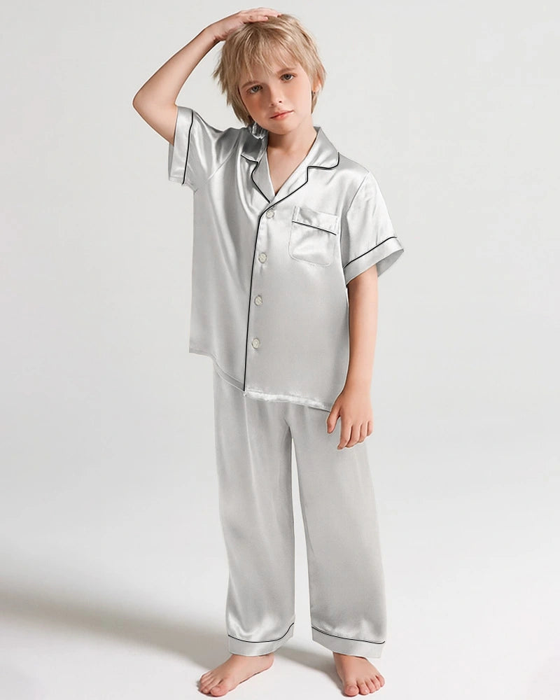 Boys Short Sleeve Silk Pajamas Set - DAISYSILK UK