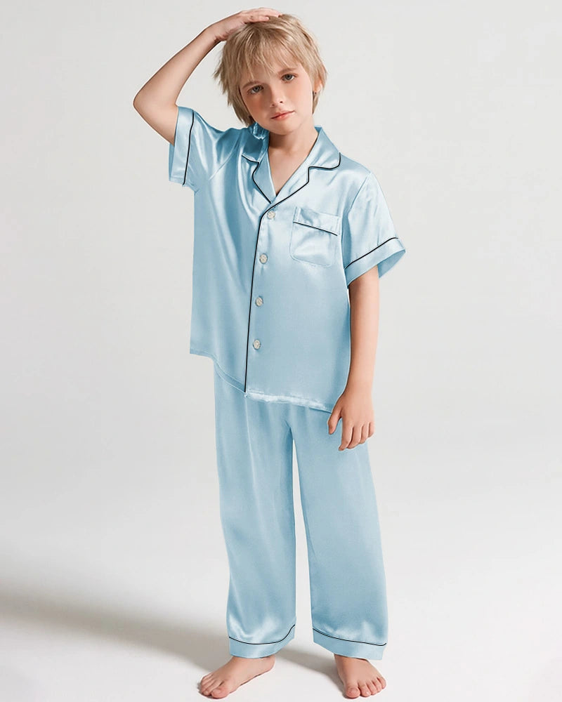 Boys Short Sleeve Silk Pajamas Set - DAISYSILK UK