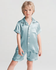 Boys Short Sleeve Silk Pajamas with Shorts