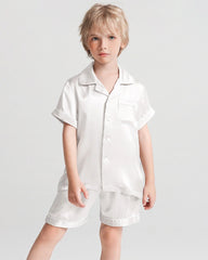 Boys Short Sleeve Silk Pajamas with Shorts