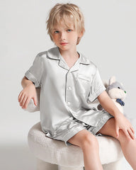 Boys Short Sleeve Silk Pajamas with Shorts