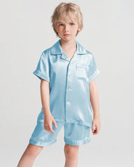 Boys Short Sleeve Silk Pajamas with Shorts