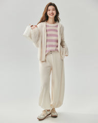 Cashmere Silk Cable Knit Hooded Cardigan