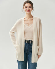 Cashmere Silk Open-Front Pocket Cardigan