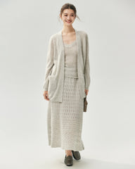 Cashmere Silk Open-Front Pocket Cardigan