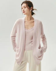Cashmere Silk Open-Front Pocket Cardigan