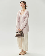 Cashmere Silk Open-Front Pocket Cardigan