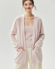 Cashmere Silk Open-Front Pocket Cardigan