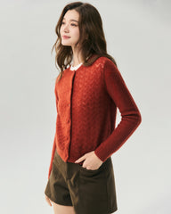 Cashmere Silk Pointelle Chevron Cardigan