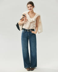 Cashmere Silk Lace Trim V-Neck Camisole