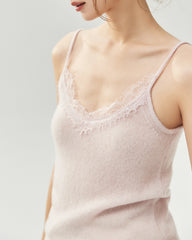 Cashmere Silk Lace Trim V-Neck Camisole