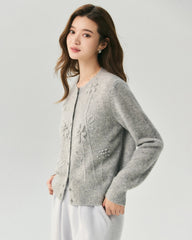 Cashmere Silk 3D Floral Cardigan