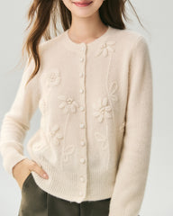 Cashmere Silk 3D Floral Cardigan