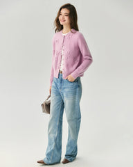 Cashmere Silk 3D Floral Cardigan