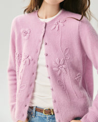 Cashmere Silk 3D Floral Cardigan