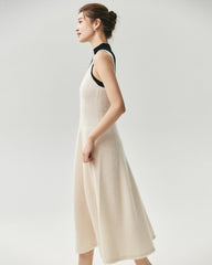 Cashmere Silk V-Neck A-Line Maxi Dress