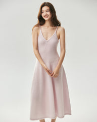 Cashmere Silk V-Neck A-Line Maxi Dress