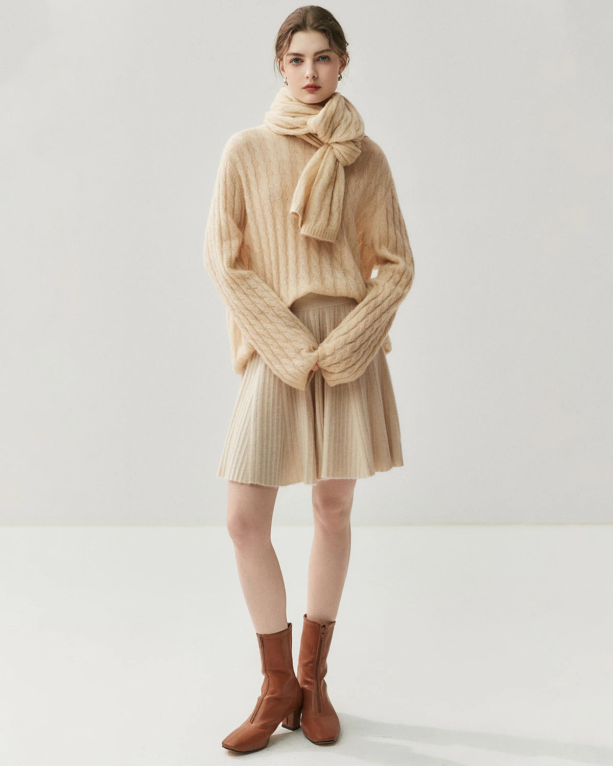 Cable Knit Cashmere Silk Scarf Wrap - DAISYSILK UK