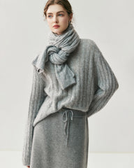 Cable Knit Cashmere Silk Scarf Wrap - DAISYSILK UK