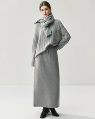 Cable Knit Cashmere Silk Scarf Wrap