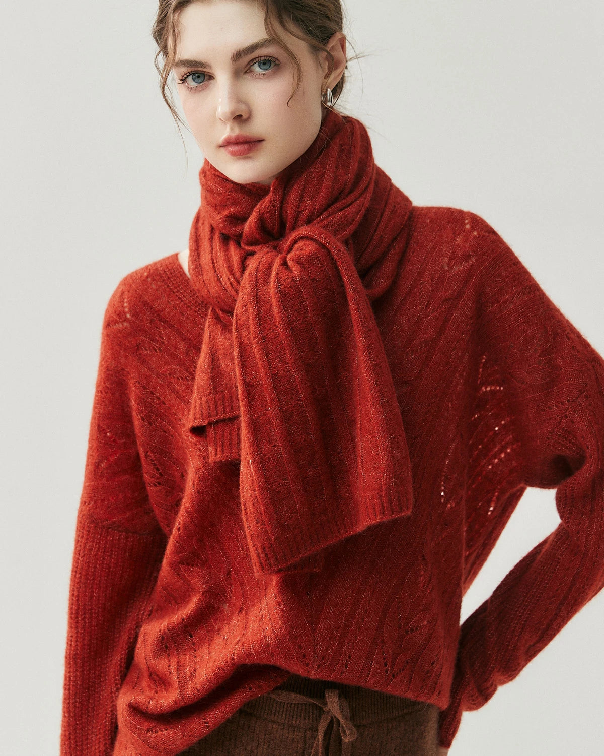 Cable Knit Cashmere Silk Scarf Wrap - DAISYSILK UK