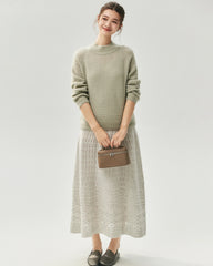 Cashmere Silk Waffle Knit Mock Neck Sweater