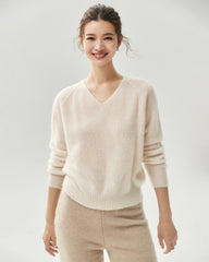 Cashmere Silk Relaxed V-Neck Sweater