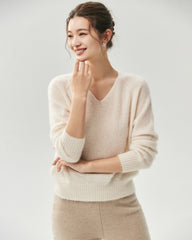 Cashmere Silk Relaxed V-Neck Sweater