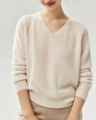 Cashmere Silk Relaxed V-Neck Sweater