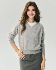 Cashmere Silk Relaxed V-Neck Sweater